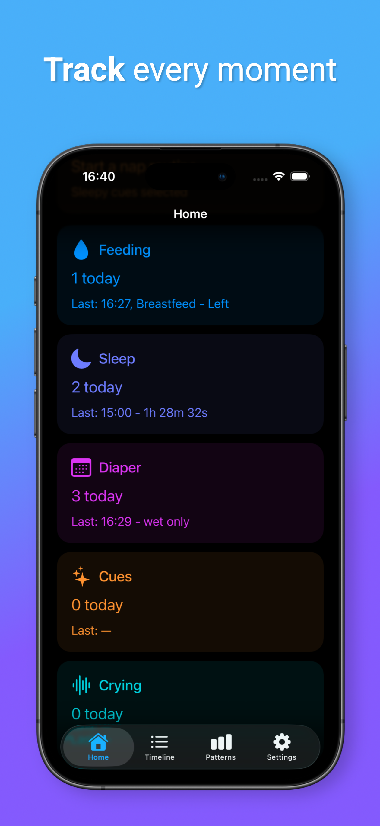 BabyCues Home Screen